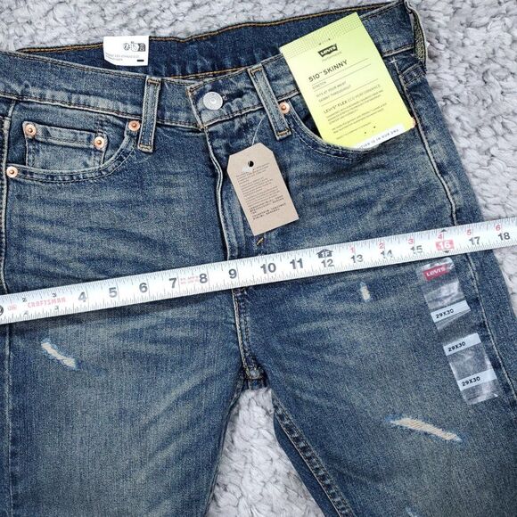 Levi's 510 Skinny Flex Stretch Jeans Ripped Distressed Blue Men's Size 29 x 30 - Picture 12 of 12